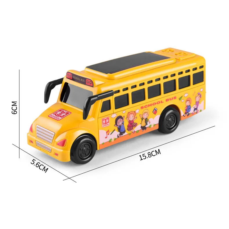 3D Yellow School Bus Toy for Kids Unisex Plastic Electric Friction Power with Light & Sound Simulation Function Car Type Bus