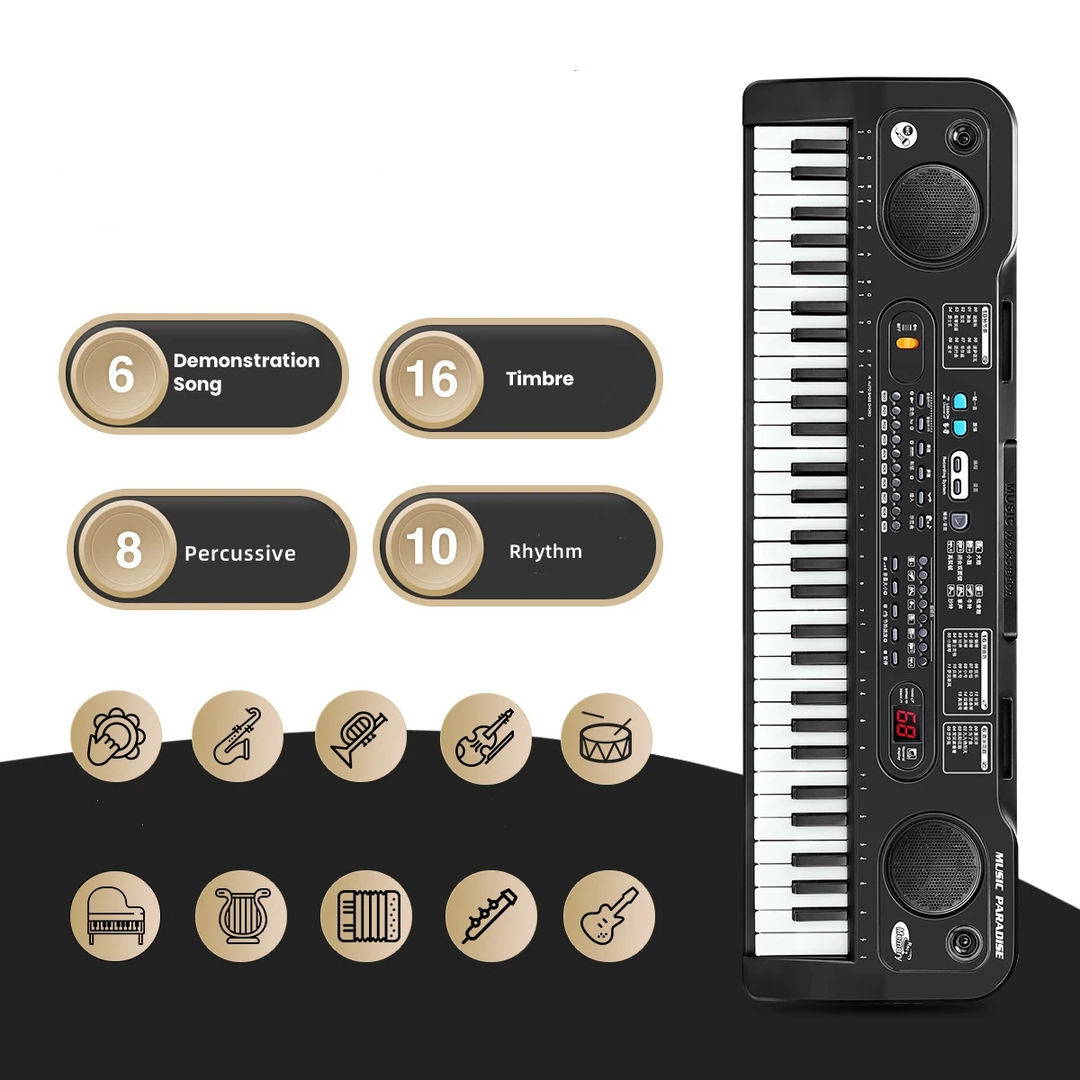61 Keys Electronic Keyboard Piano with Keyboard Stand Digital Portable Synthesizer Keyboards for Kid Beginner Teaching