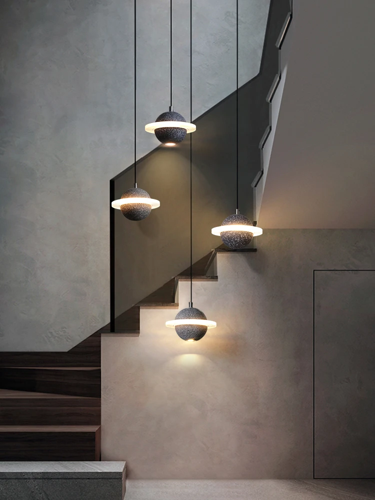Nordic terrazzo planet small creative Star satellite restaurant bar bedroom bedside cement modern pendant light