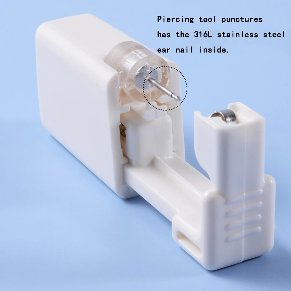 Disposable Self Ear Piercer Hypoallergenic Ear Piercing Tool Including CZ Stainless Steel Earring Studs Safety Ear Piercing Gun