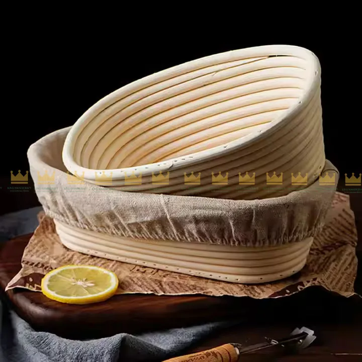 Wholesale Handmade Bread Basket Baking Oval Fermentation Dough Bannetons Rattan 10inch Proofing