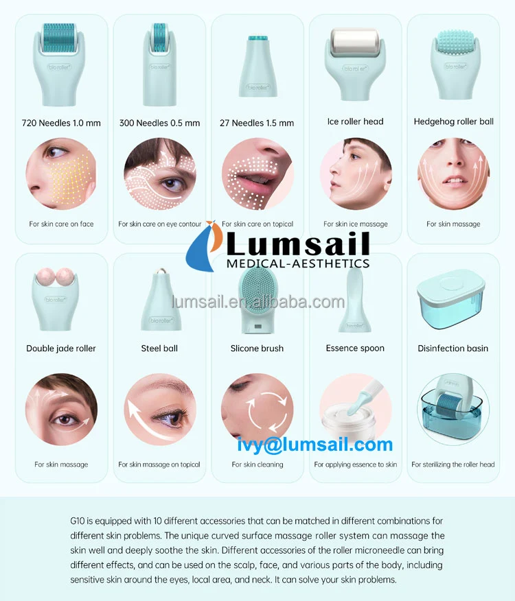Facial Massage Roller 10 in 1 Micro Needle Derma Roller OEM Factory