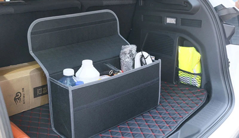 Car Boot Organizer Box Car Cargo Container Storage Bags Soft Car Accessories Felt Organizer Bag Box For Sale
