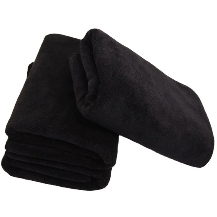 
custom luxury black microfiber hair salon towels embroidered logo wholesale bulk 