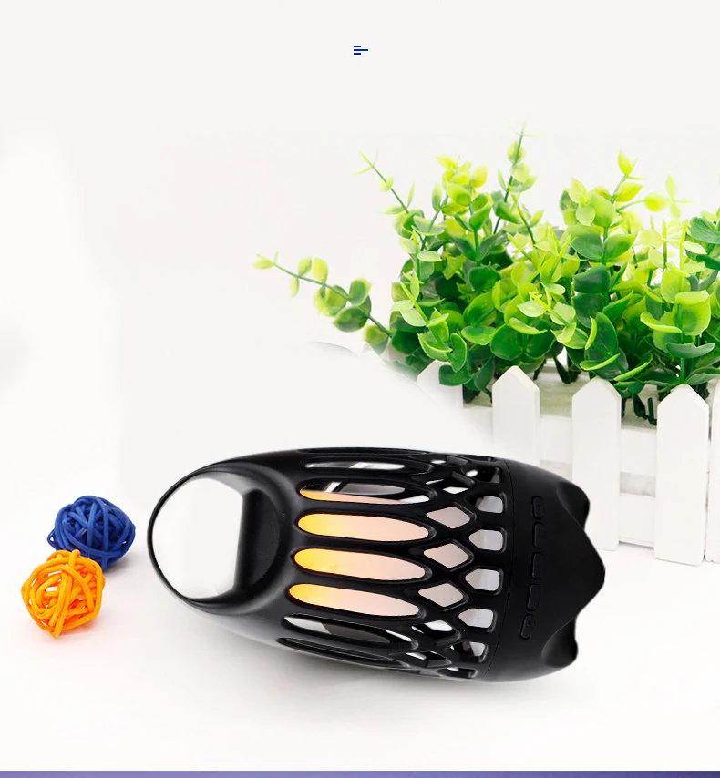 LED Flame Speaker, Wireless 5W 4 ohm Bass 8 Hours Fire Torch Night Light Music Dancing Flicker Atmosphere Table Lamp Speakers