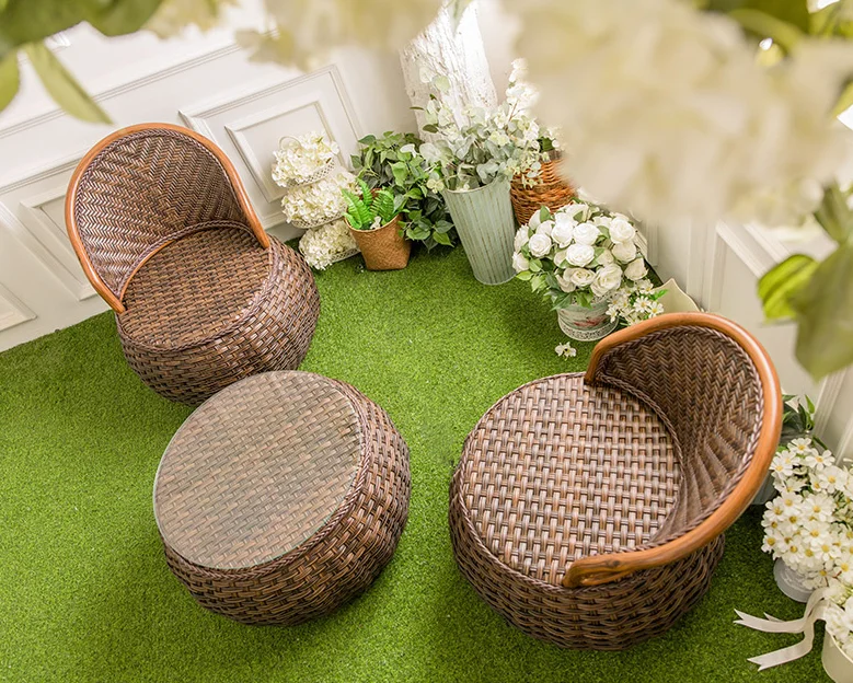 All weather 3 seaters garden rattan furniture cane wicker outdoor rattan sofa sets for patio backyard