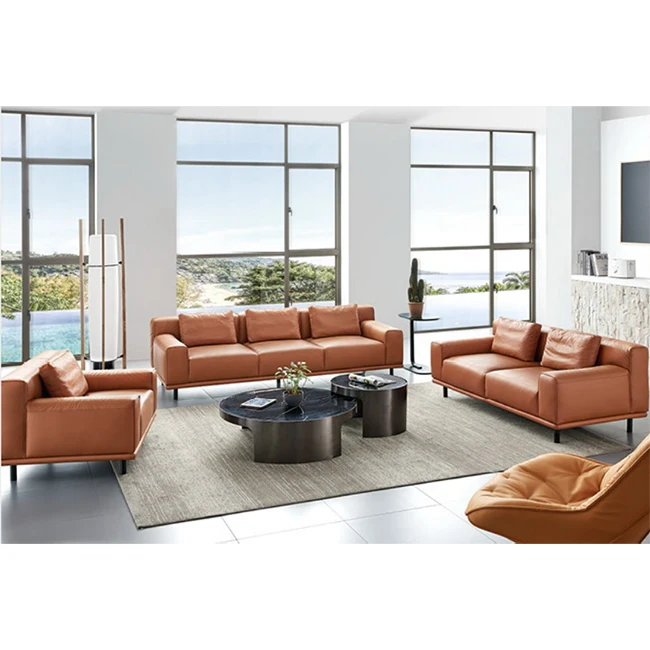 Modern Modular Sectional Sofa Set Couch Leather Couch Brown