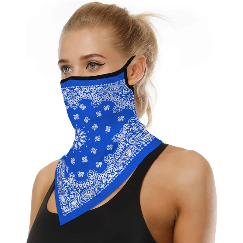 HZO-18067 Bandana Face Scarf Earloops Balaclava Men Women Neck Gaiters Motorcycle Mask for Dust Wind Outdoors Sports