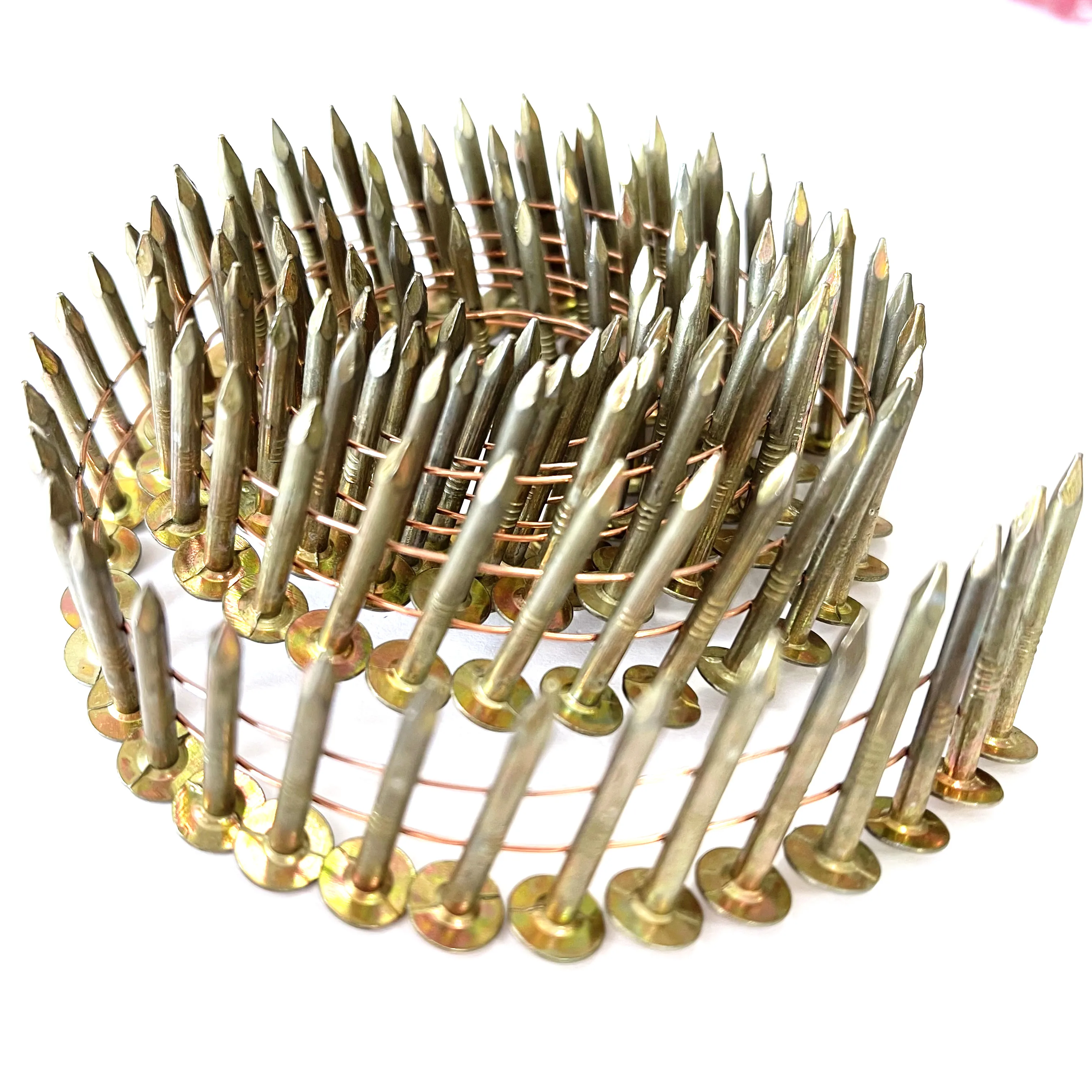 1 1/4 Yellow Galvanized 25mm 32mm 7200pcs Coil Roofing Nails For Asphalt Shingles