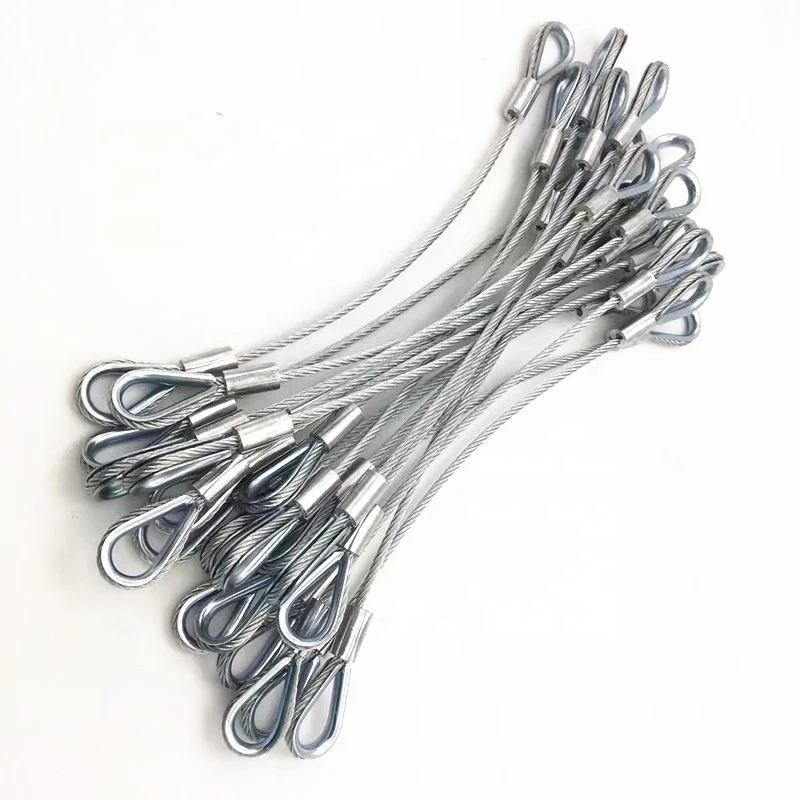 Customized Design Galvanized Steel Wire Rope Sling Lanyard End With Thimble And Aluminum Ferrule For Safety