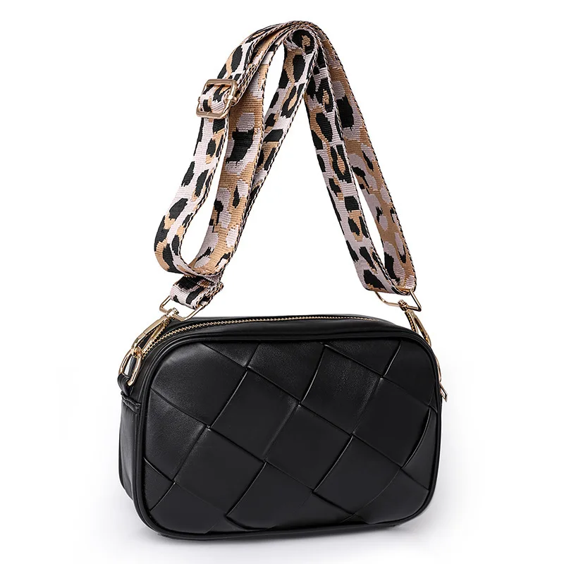 2024 spring Chic Square Pattern Crossbody Shoulder Bag for Women Leopard Print Strap Stylish PU Leather Messenger Bag for girls