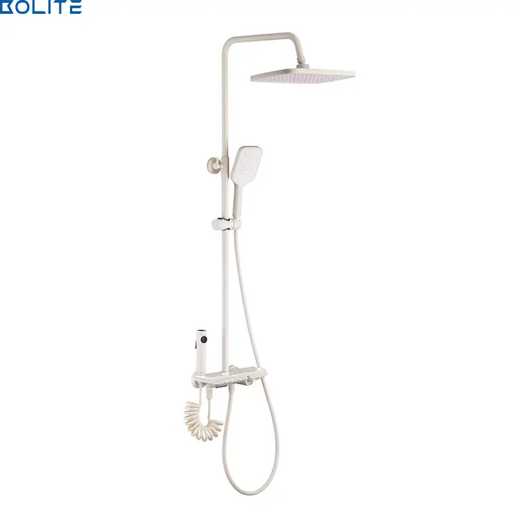 Bathroom Concealed Mount Bracket Arm with Socket Top Spray Double Head Shower Set