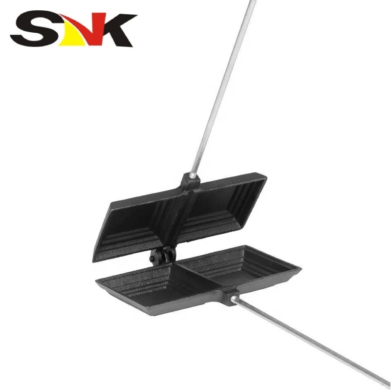 Oblong Cast Iron Bakeware WIth Stainless Steel And Wooden Handle