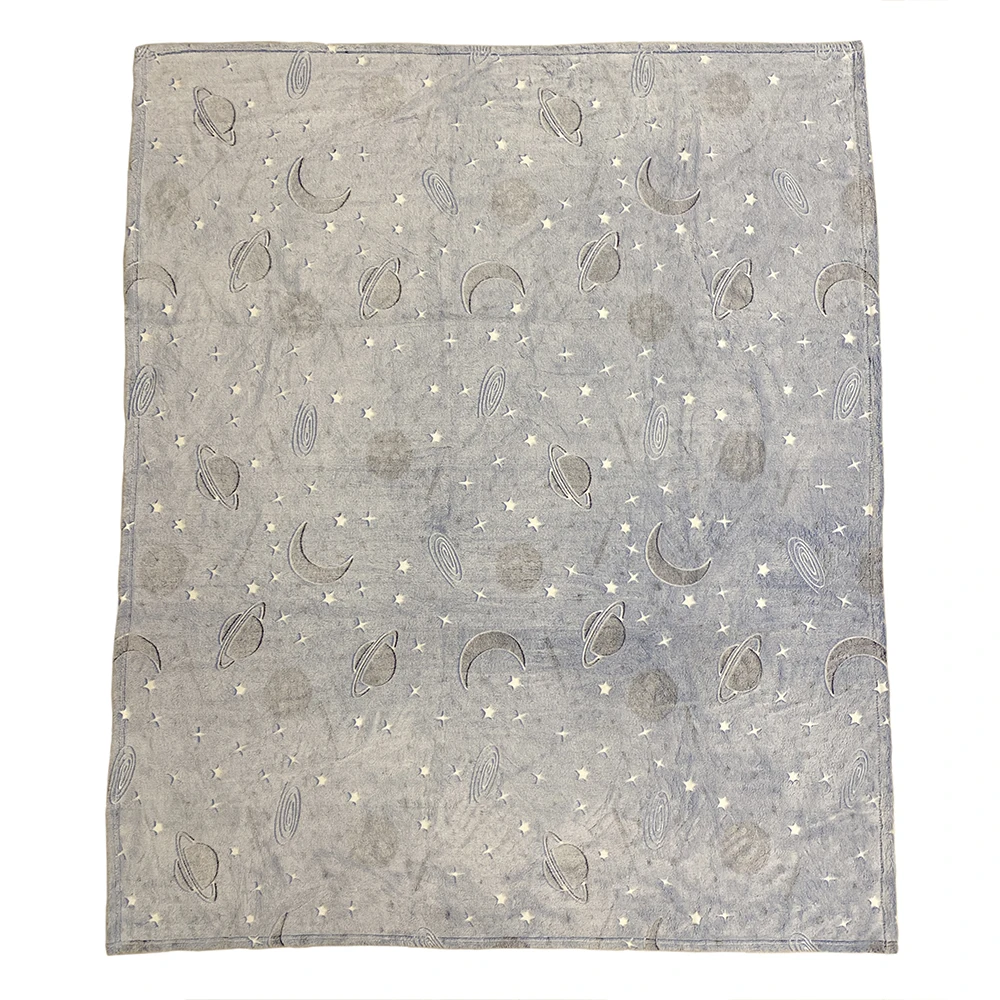 Low Price Galaxy Design Soft Plush Fleece Glow In The Dark Blanket Adult 180x200 270gsm Wrinkle-resistant Night Shining