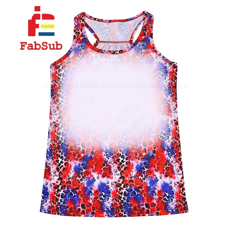100% Polyester Sleeveless Bleached Tshirts Coton like  Women Men Tank Top Sublimation Shirts