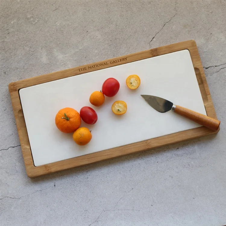 Creative Natural Rustic Handmade Marble Wooden bamboo Cutting Cheese Board and knife set