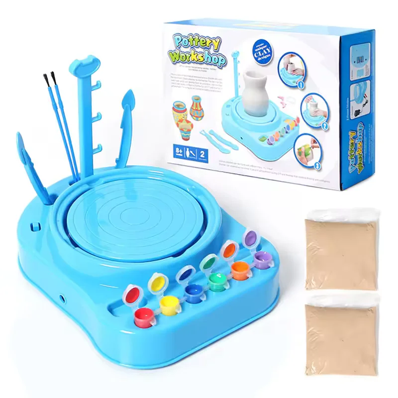 Educational Creative Toy Clay Pottery Kit DIY Ceramics Pottery Workshop Electric Pottery Wheel for Kids