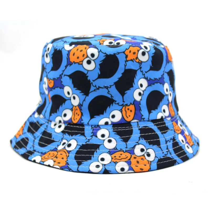 Beach Travel Fisherman Hat Lovely Cartoon Sesame Street Bucket Hats Custom Outdoor Printed Caps Wholesale Party Gift Anime Cap