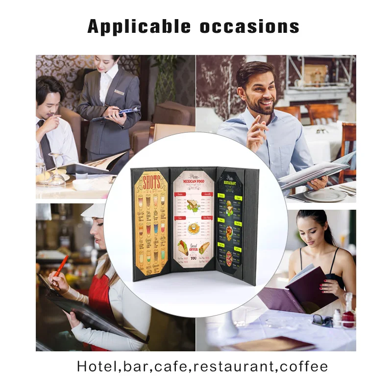 High-quality  Luxury and High Grade Restaurant Menu Folder PU Leather Folder Clip Hotel Menu Cover Guest Directory Custom Logo