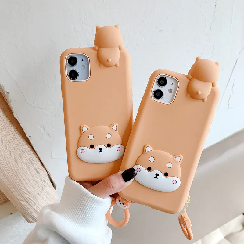 
3D Cartoon Cute Animal Corgi Rabbit Giraffe Phone Cover Case Funds for Apple for iPhone 6 6s 7 8 Plus 11 Pro 12 Pro Max 