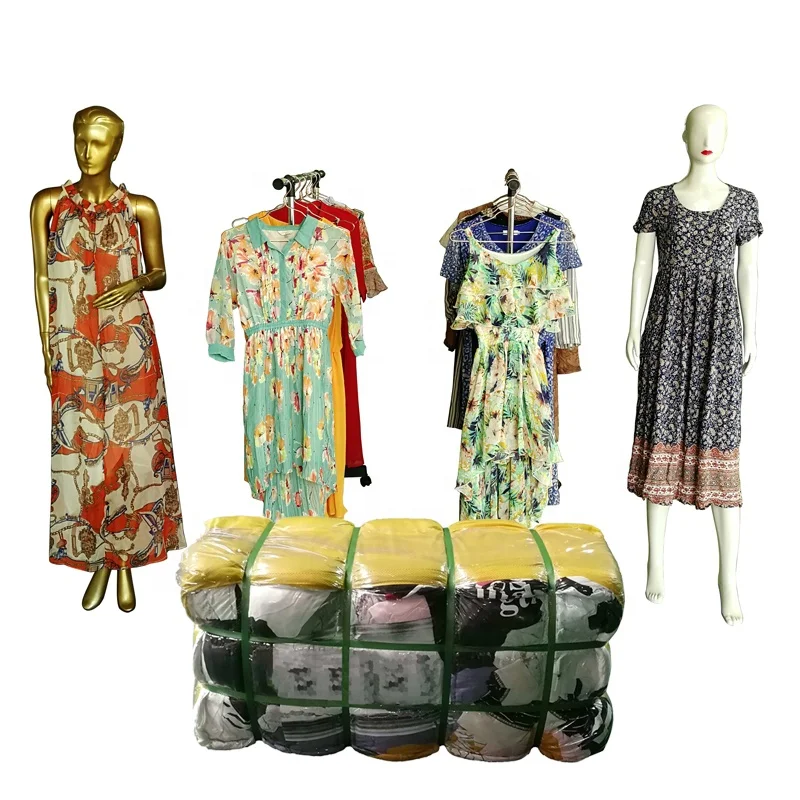 2021 Brand Girls Clothes  Used Ladies Silk Dress Second Hand Clothes From China