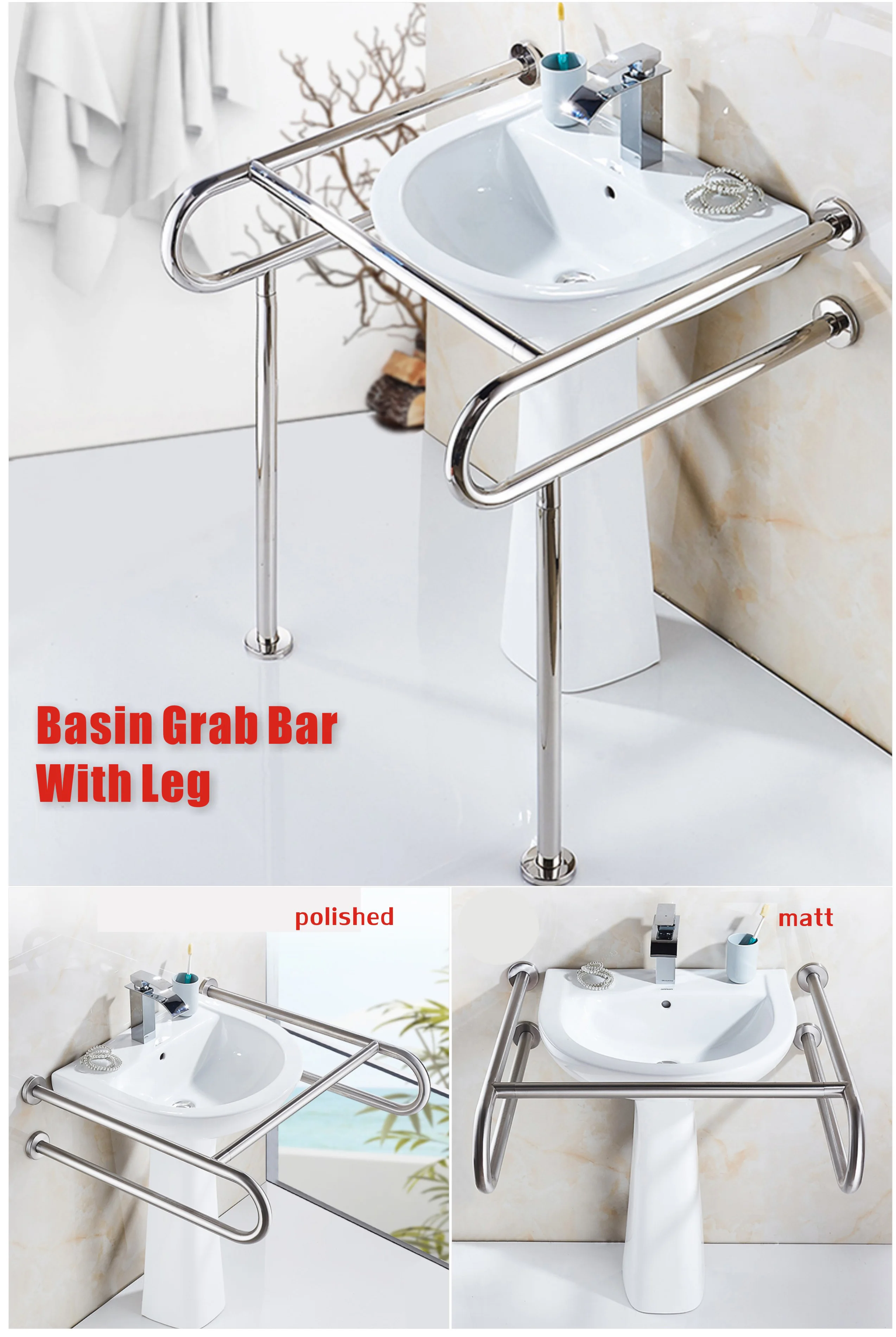 Disabled people urinal elder 304 Stainless Steel Handicap Grab Bar grab bar with anti-corrosion and and anti-bacterial