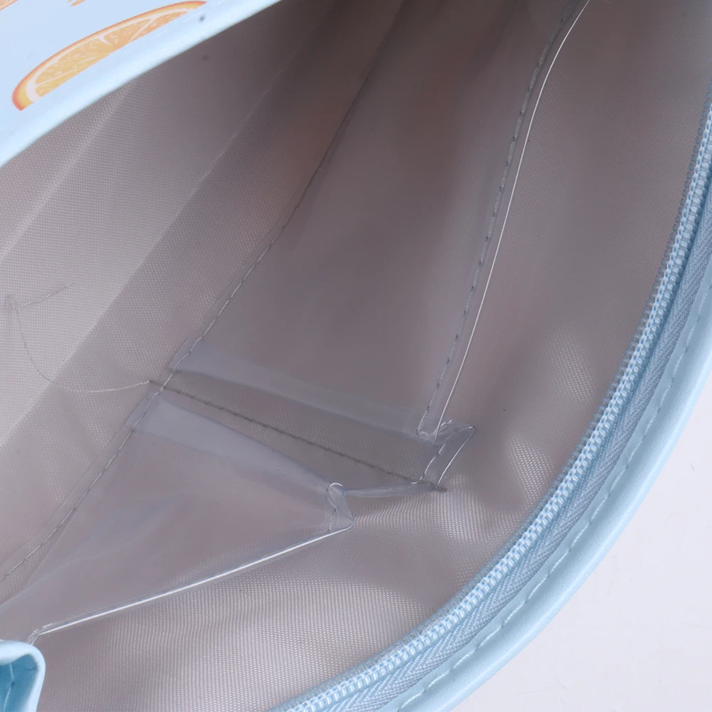 Wholesale Customized Orange Printed Light Blue Skype Cosmetic Bag Set Makeup Bags For Ladies Women