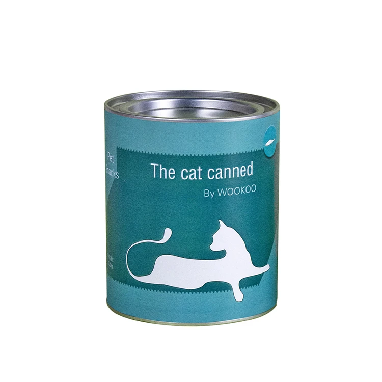 Custom food grade round metal canned tinplate jar tin can with lever lid for cat dog pet food packaging