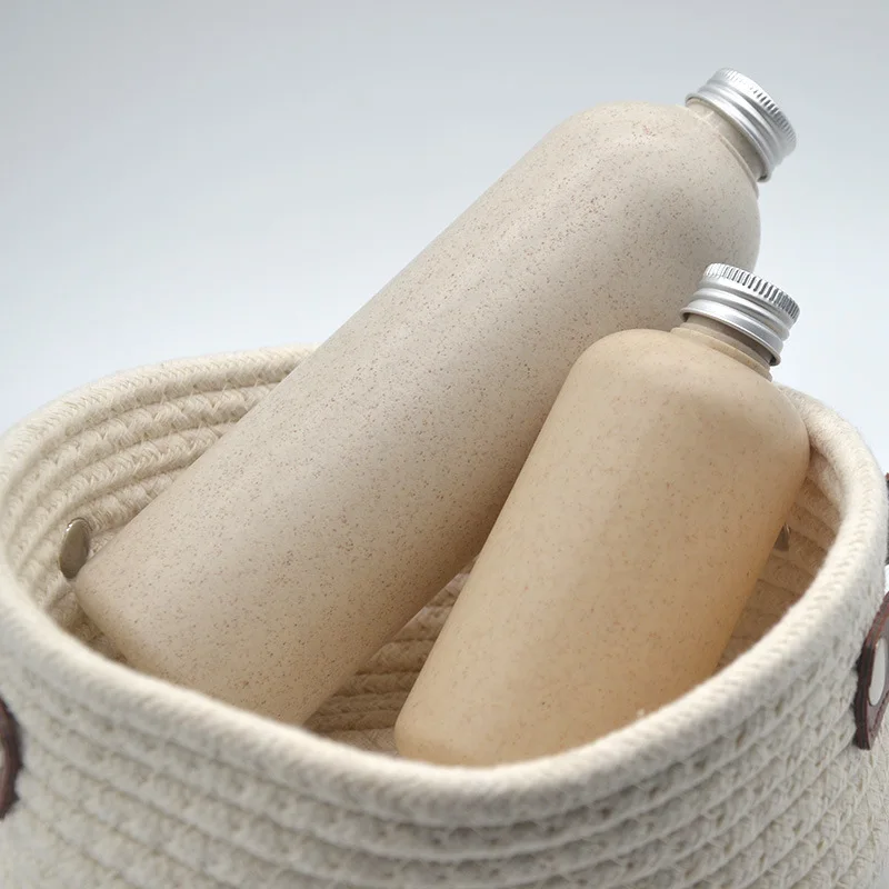  50ml 100ml 250ml 500ml Envinmental Protection Biodegradable Cosmetic Packaging Container Wheat Straw Pe Plastic Pump Bottle