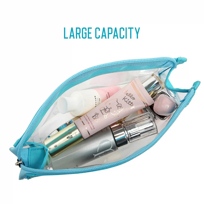 Clear Makeup Organizer Pouches Zipper Travel Toiletry Bags PVC Cosmetic Bag Transparent Custom Brand Logo Women Opp Bag OEM