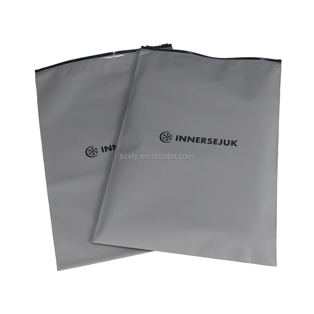 Waterproof Cloth Zipper Bags Mylar Bag Reclosable Frosted Zip Lock Bag Custom Printed Clothes Plastic Packaging Big Pillow Black