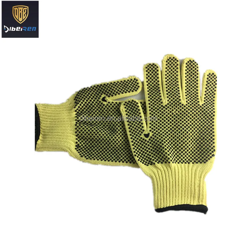 Yellow high quality aramid anti cut resistant safety work gloves