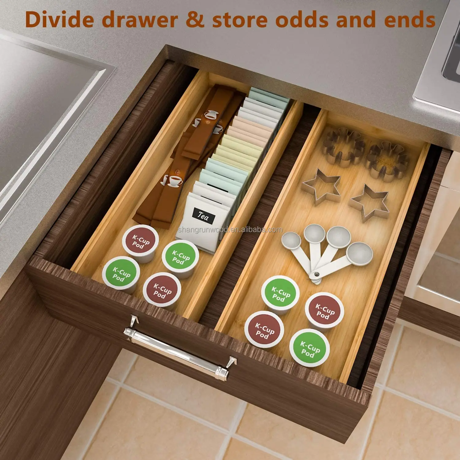 Trays Wooden Stackable Tray Utensil Organizer For Office Drawers, Shelves, Pantry, Or Bathroom Counter, Drawer Dividers