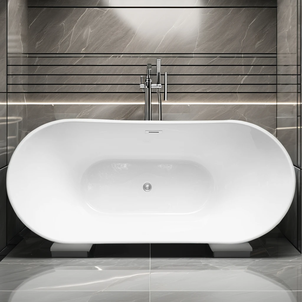 Free-standing Soaking White Bath tub Modern Free Standing Stand Alone Design Oval acryl Bathtub Bathroom Bath Tub