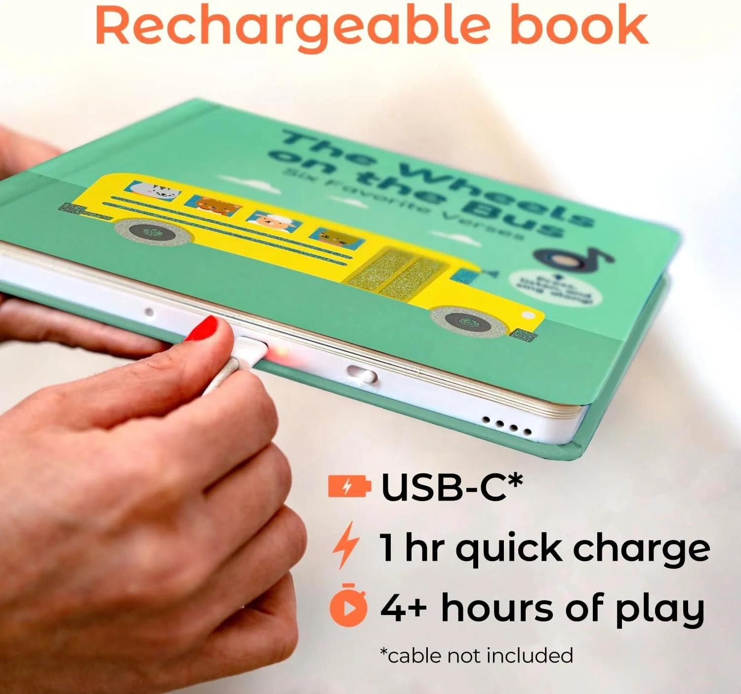 The Wheels on The Bus Book USB C Rechargeable Interactive Books for 1 Year Old children sound book