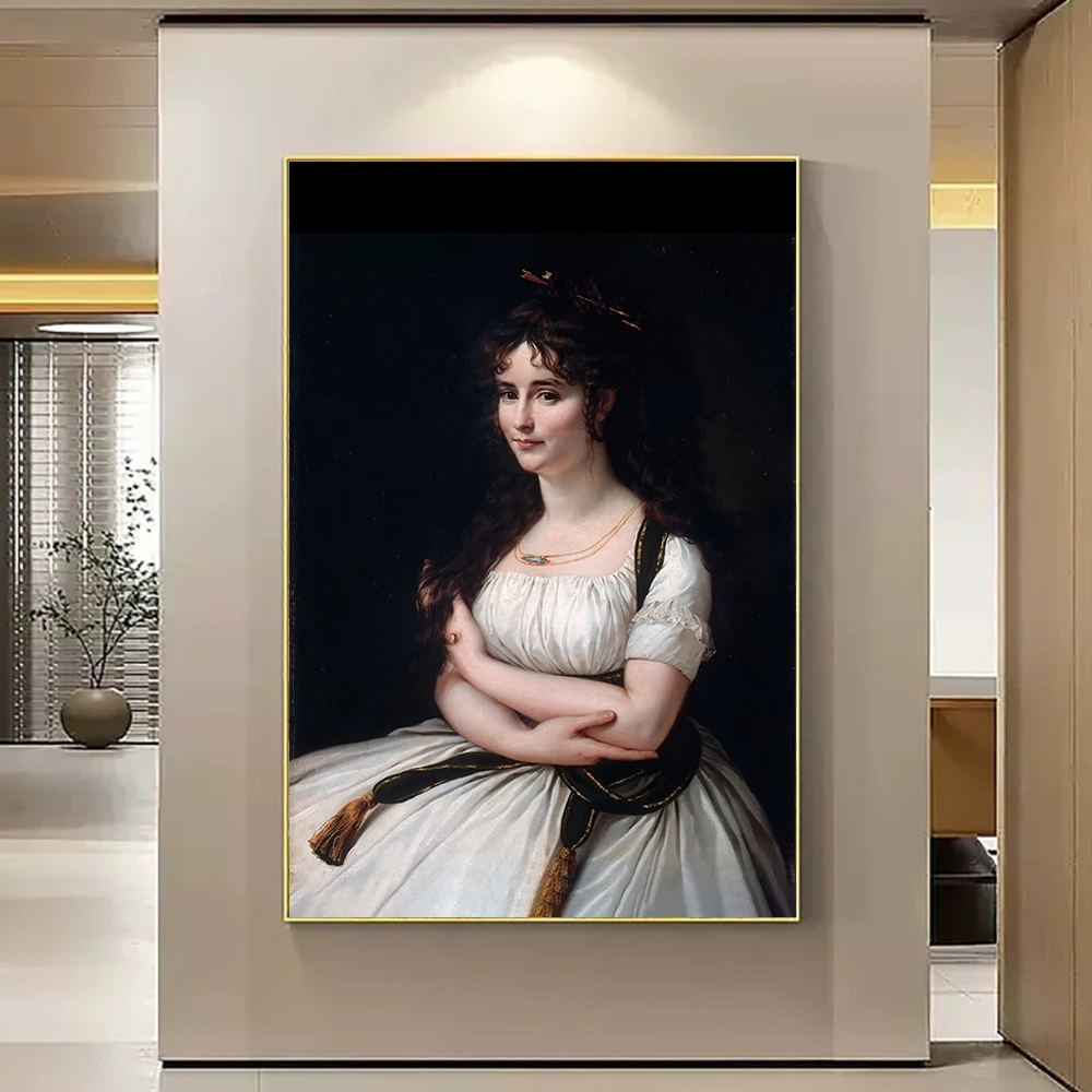 Classic Female Portrait Painting Metal Frame Waterproof Crystal Porcelain Painting for Wall Art Painting