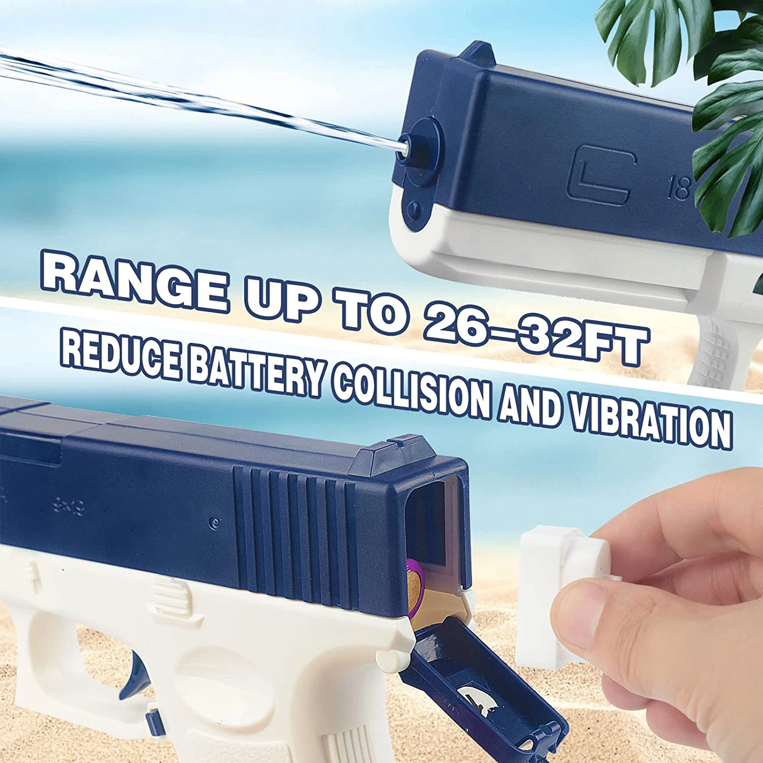 High Capacity Automatic Electric Water Gun Burst Blaster Battery Powered Long Range Glock Water Gun Outdoor Summer Toys