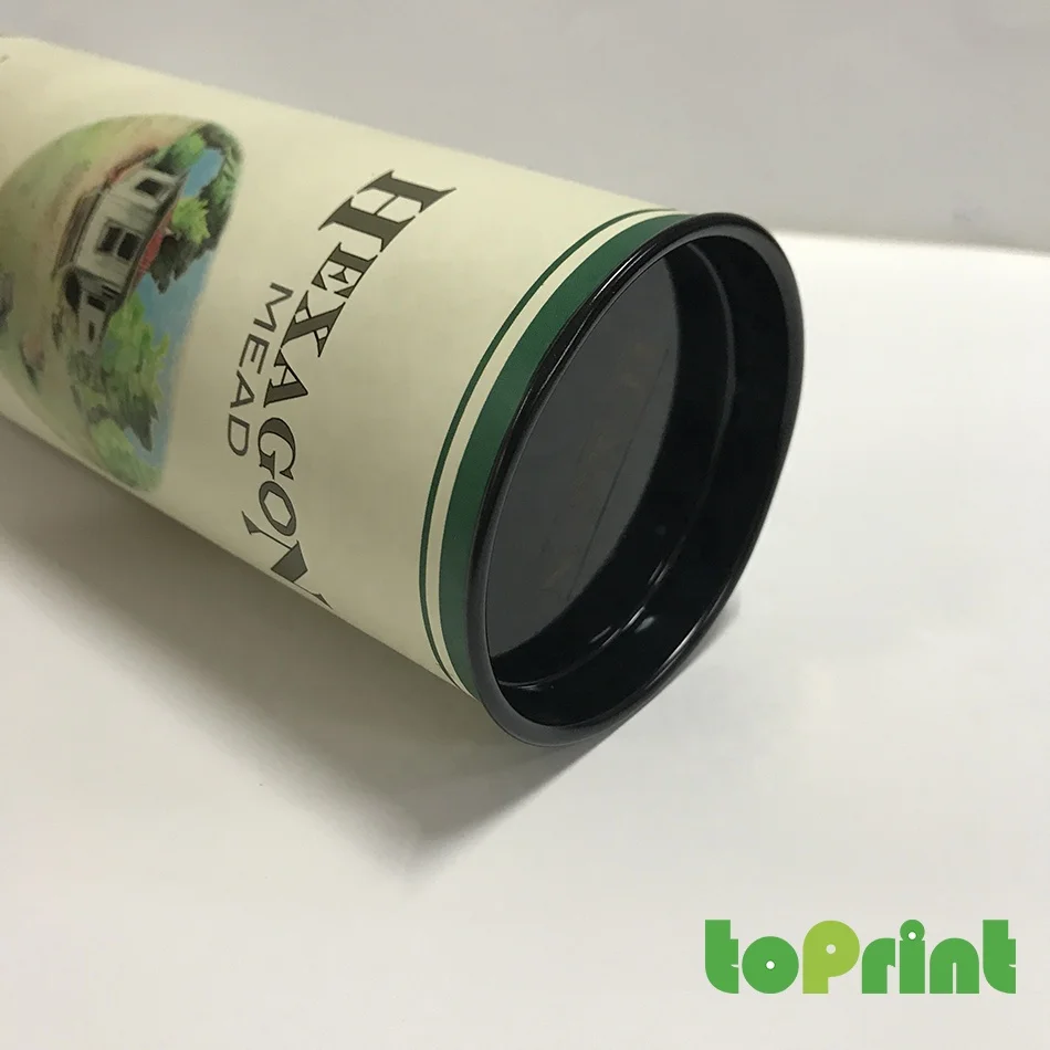 Custom Logo Luxury Whiskey Wine Bottle Packaging Cardboard Cylinder Gift Empty Paper Boxes With Metal Lid