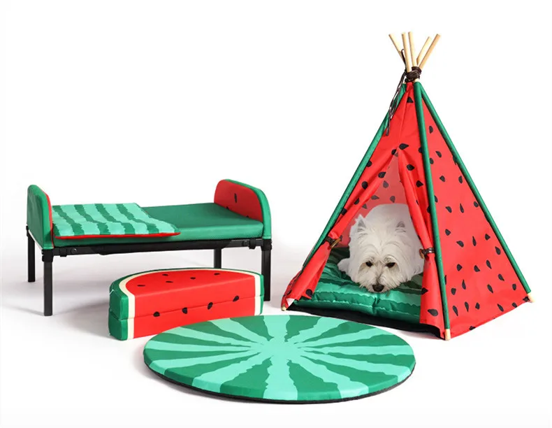cool waterproof air-conditioning cushion bite-resistant cat and dog breathable watermelon round cushion