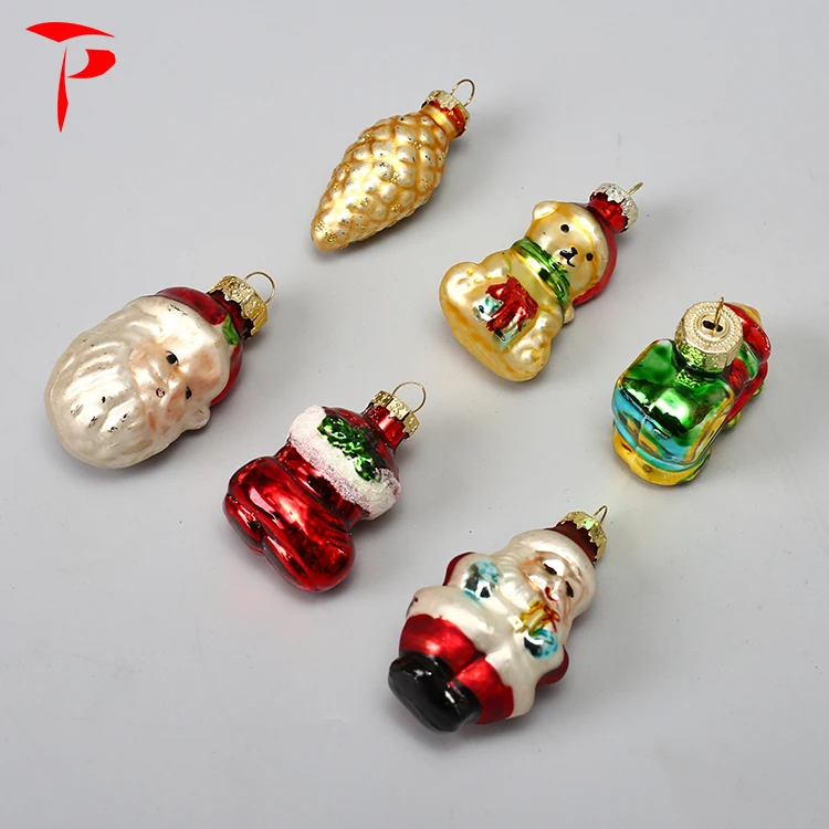 Multi Color New Crafts Christmas Tree Decorations Custom Hanging Handmade Glass Santa