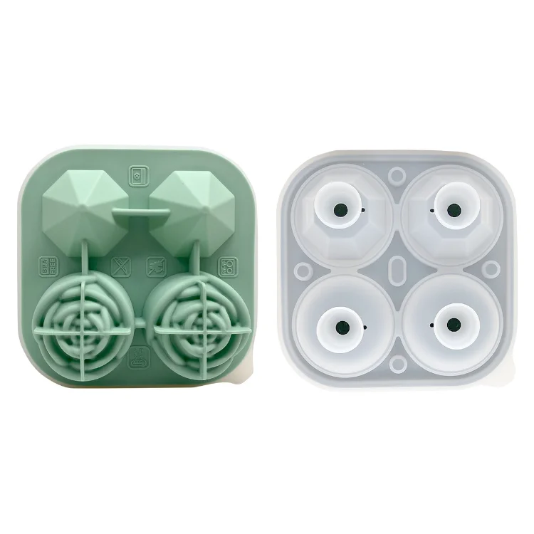 Diy Wholesale Custom 4 Cavity Silicone Ice Cube Trays Whiskey Rose Ice Ball Maker Mold With Lid