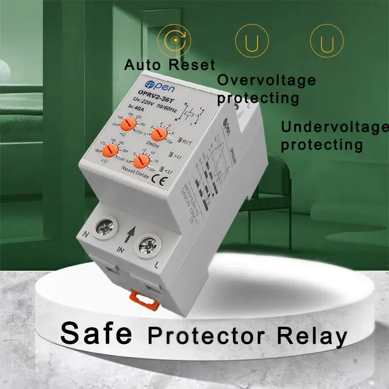 Open Electric adjustable voltage relay 63a 220v automatic reset overvoltage and undervoltage protector relay