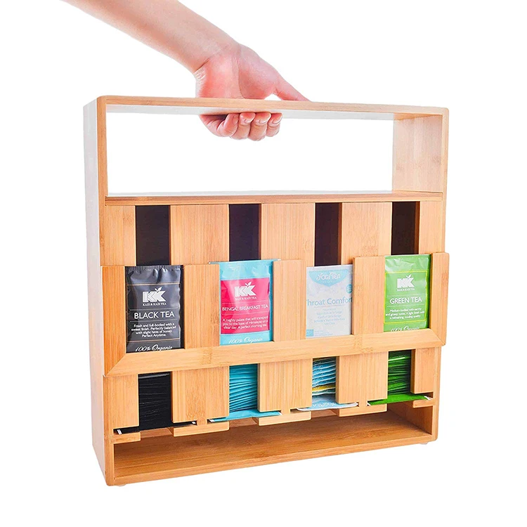 
Practical Bamboo Tea Storage Box Organizer 
