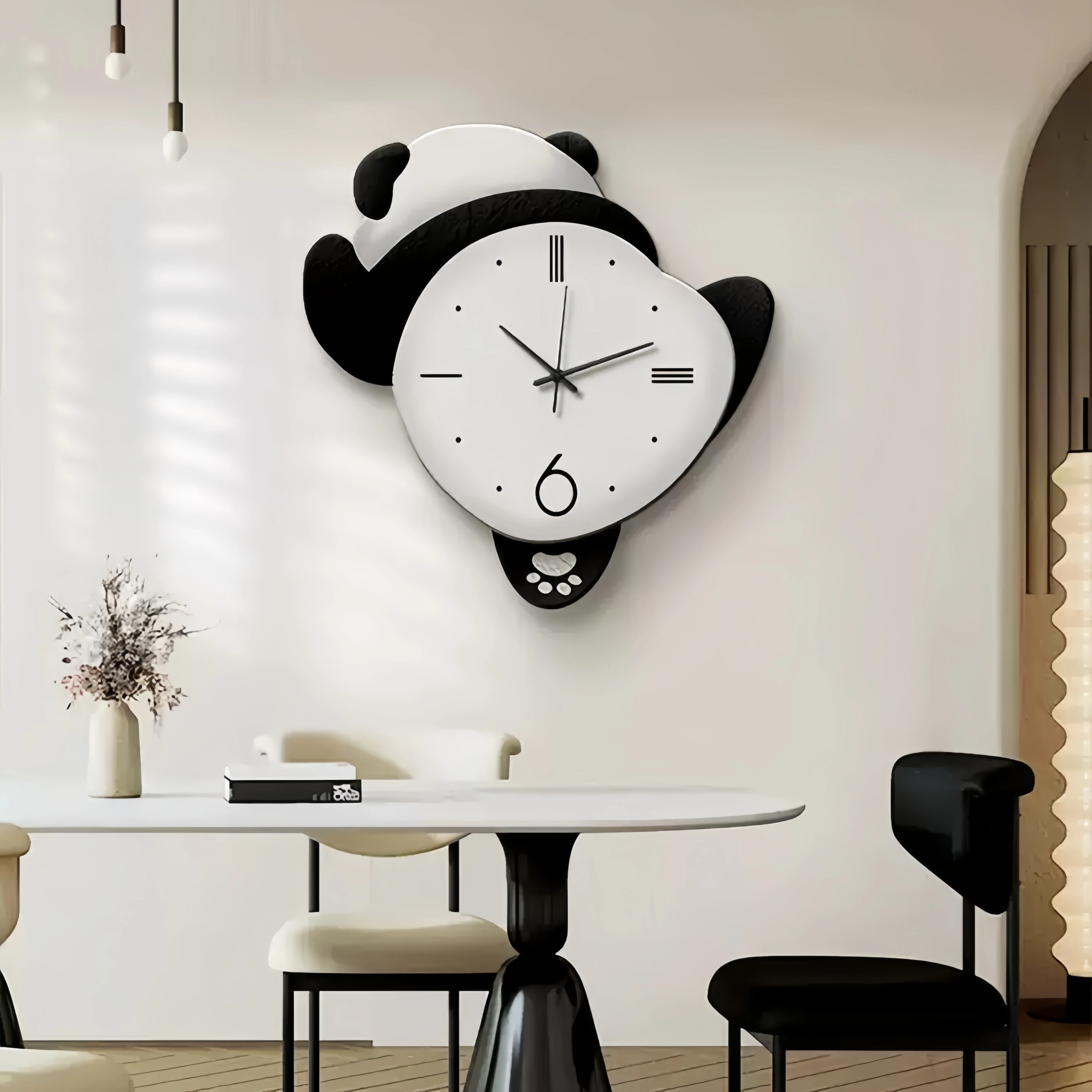 New Trend Nordic acrylic UV cutting sandstone surface decorative panda painting with led lights decoration interior house