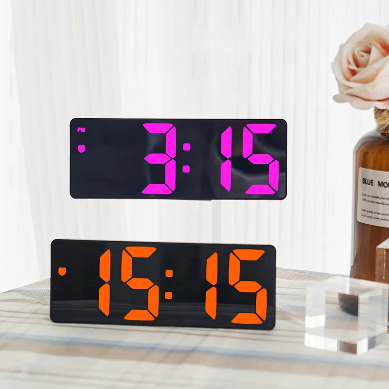 best selling luxe led digital clock display mirror calendar temperature living room clock