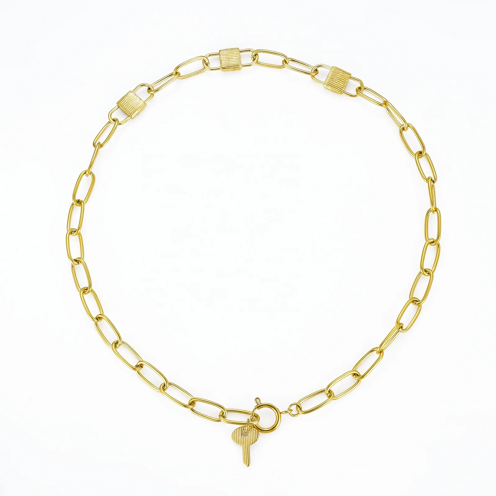 Custom Fashion Jewelry 18K Gold Plated Stainless Steel Spike Leaf Nail Personality Necklace Cuban Chain Necklace For Women