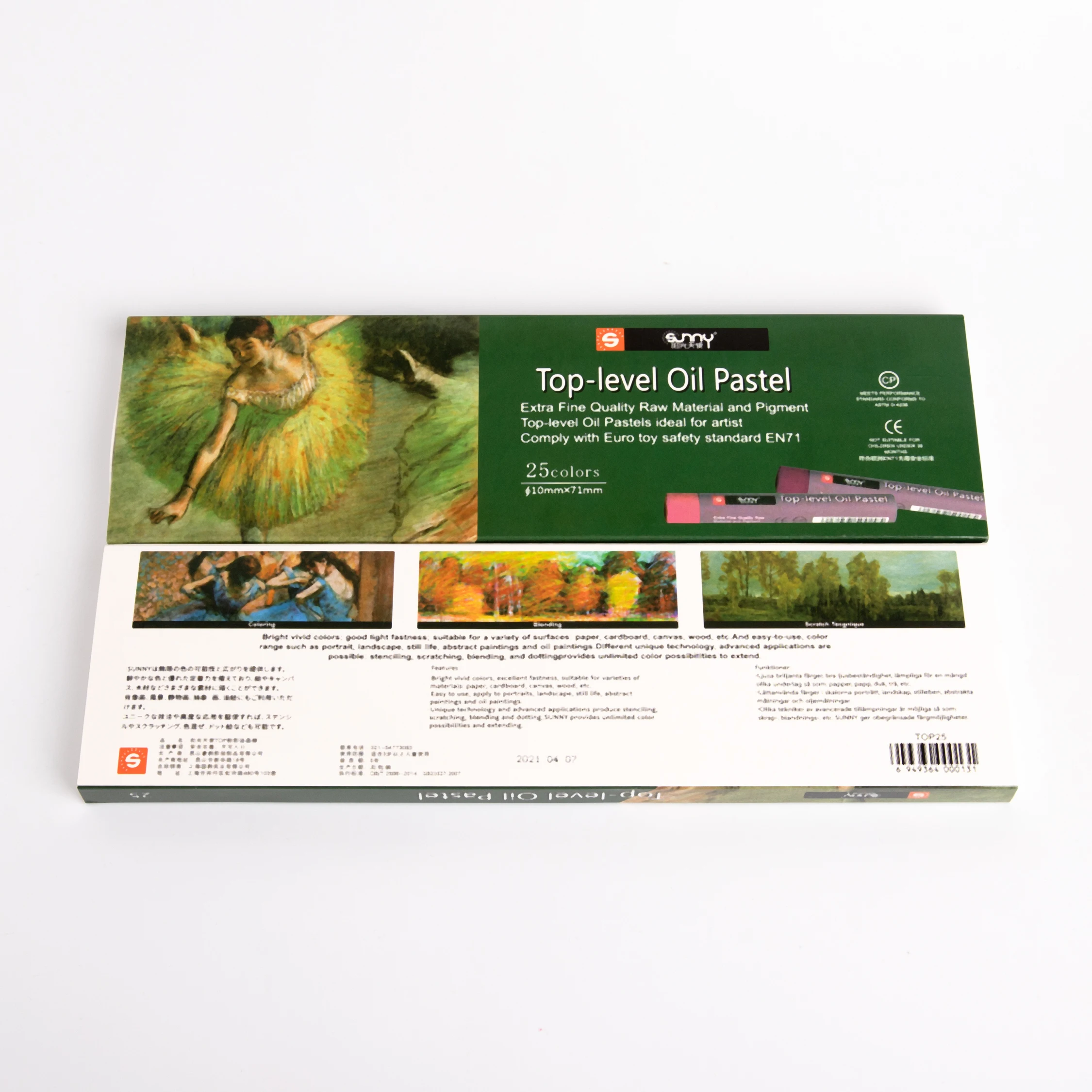 Sunny 25 colors oil pastels with high quality and non-toxic, soft wax crayons for kids