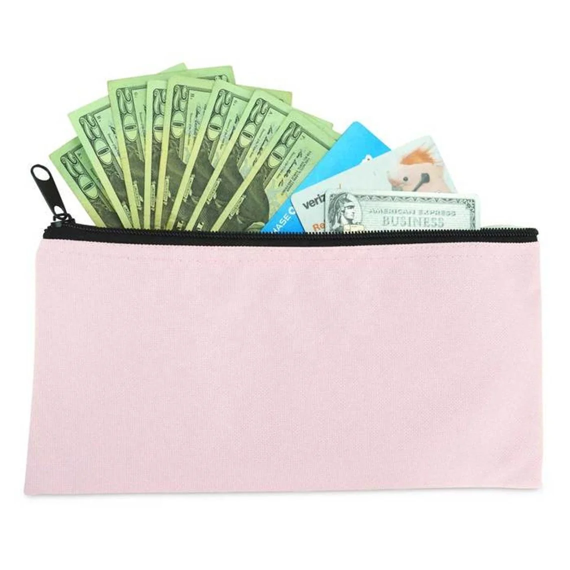 Customized Zippered Money Pouch Bank Bag