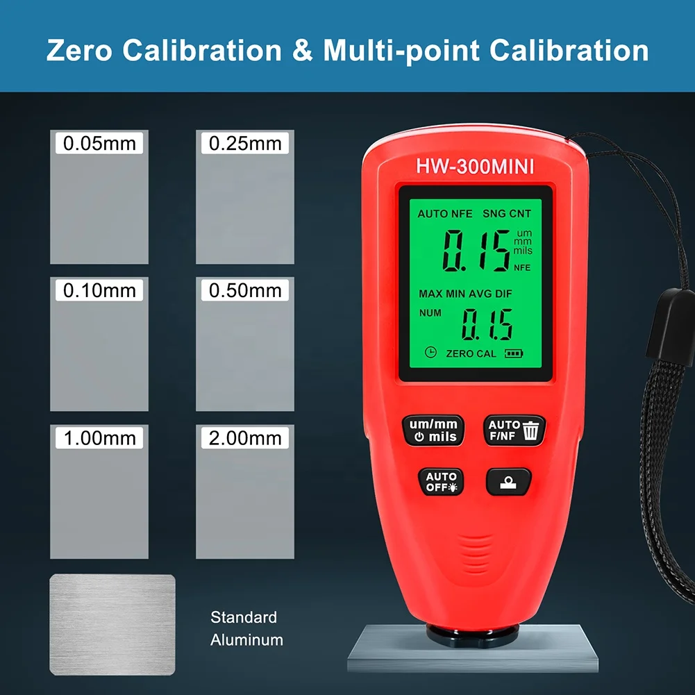HW-300MINI Coating Thickness Gauge Portable Car Coating Thickness Measurer Auto Paint Gauge Meter Physical Measuring Instruments