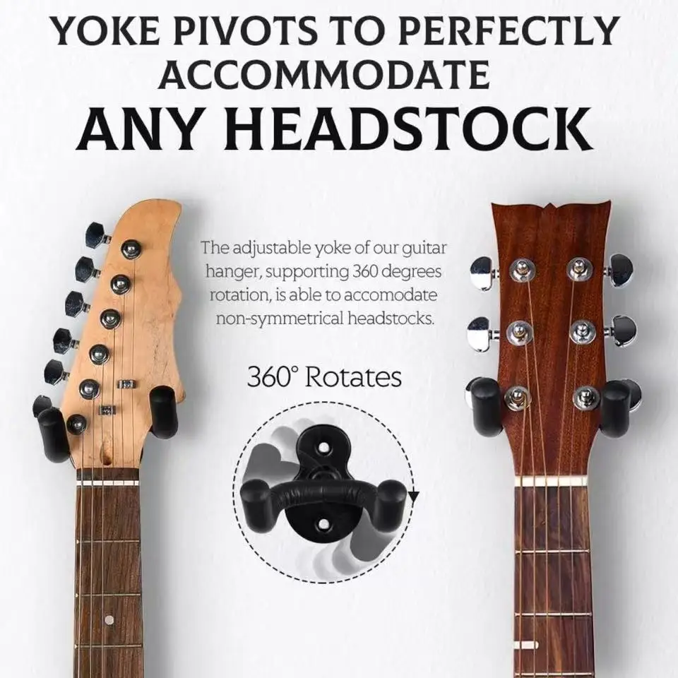 Guitar Wall Mount Hanger Hook Acoustic Electric Bass Guitar Wall Hook Hanger Black Metal Holder Hanger